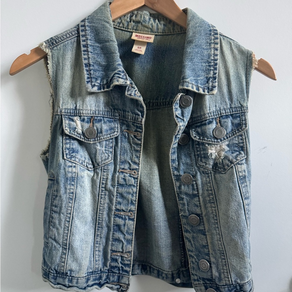 Mossimo Supply Co. Distressed Blue Denim Vest